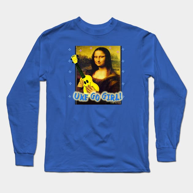 Uke Go Girl! (Mona Lisa) - Transparent background Long Sleeve T-Shirt by SuzDoyle